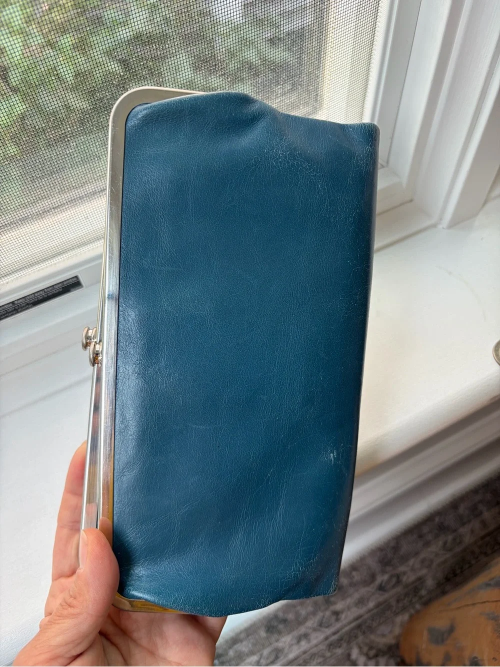 Hobo Lauren Clutch Wallet leather lapis blue navy